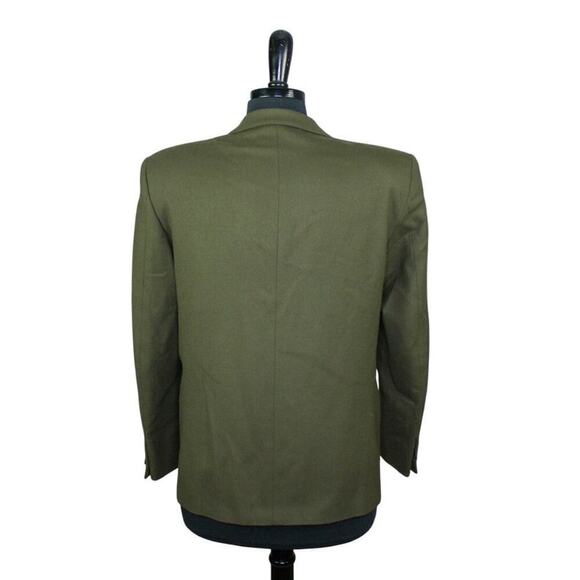 Vintage Bretton Place Petite Blazer Jacket Worsted Wool Moss Green 8P - Picture 3 of 5